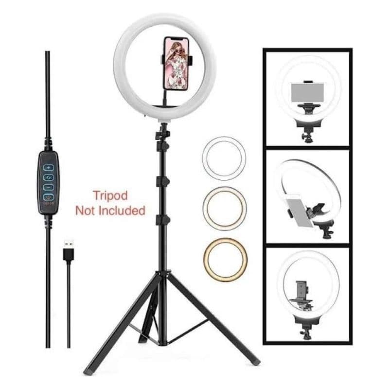 12\" Portable LED Ring Light | Dimmable Lighting with 3 Color Modes thumbnail 2