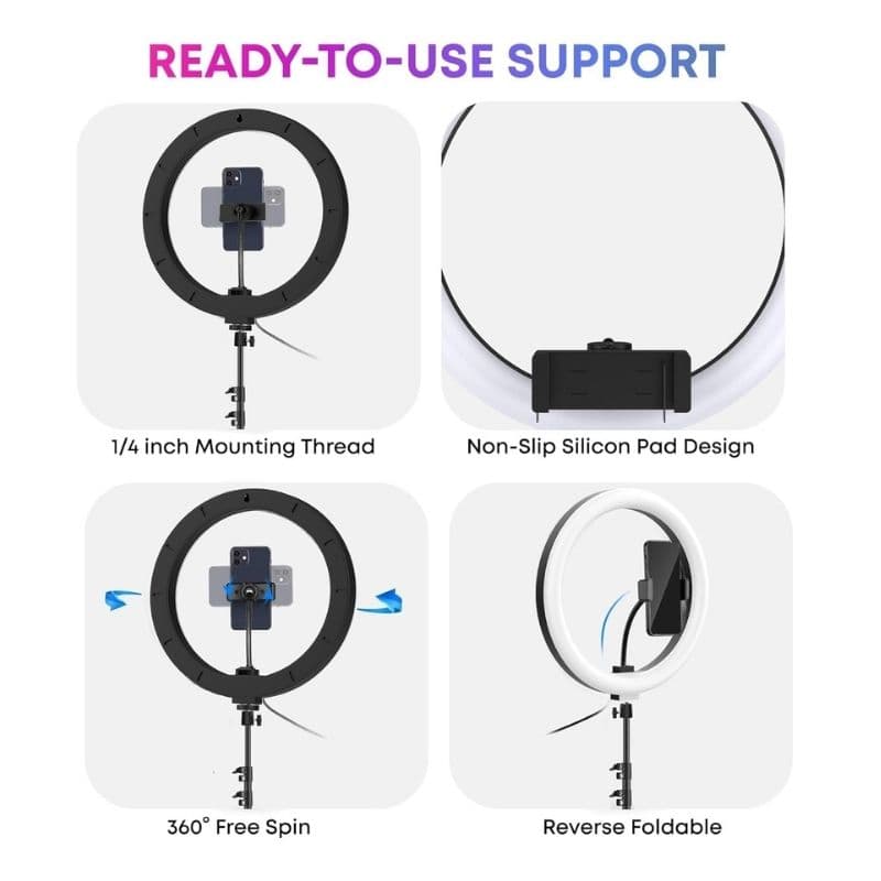 12\" Portable LED Ring Light | Dimmable Lighting with 3 Color Modes thumbnail 4