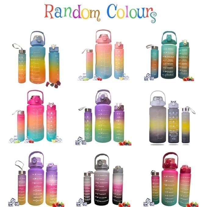 3 in 1 Motivational Water Bottle Set ( Colours) thumbnail 2